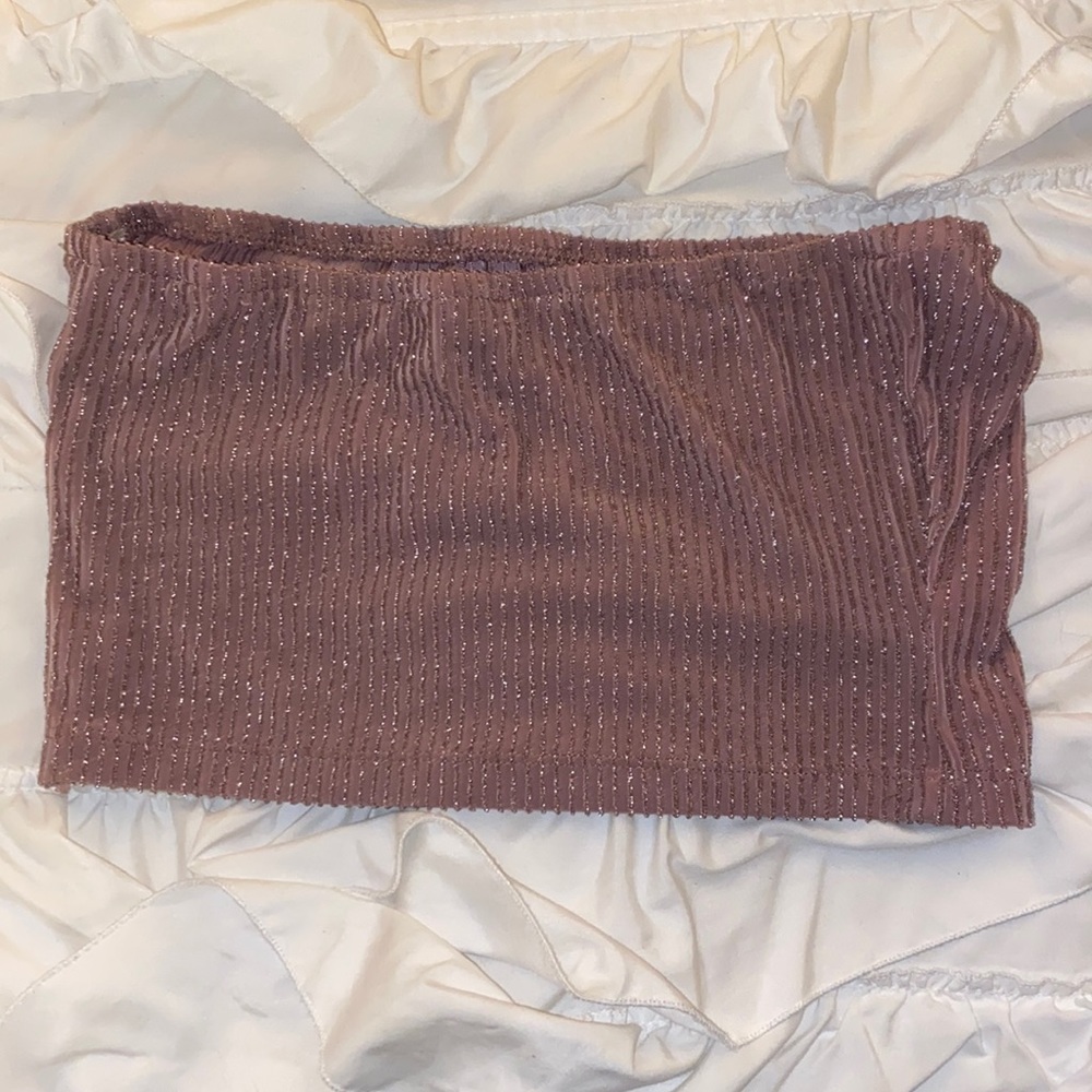sparkly stripe crop tube top